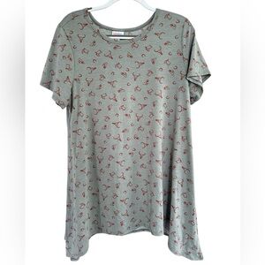 LuLaRoe Gray XL Melissa Tunic Top Western Boots Hats Horseshoes cowboy core A165